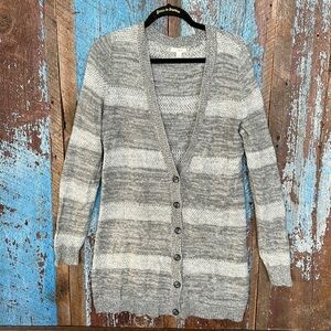 Caslon Striped Button Cardigan Sweater